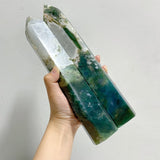 5 Pieces Large Green Moss Agate Point -Wholesale Crystals