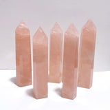 5 Pieces Large Madagascar Deep Pink Rose Quartz Points - Wholesale Crystals