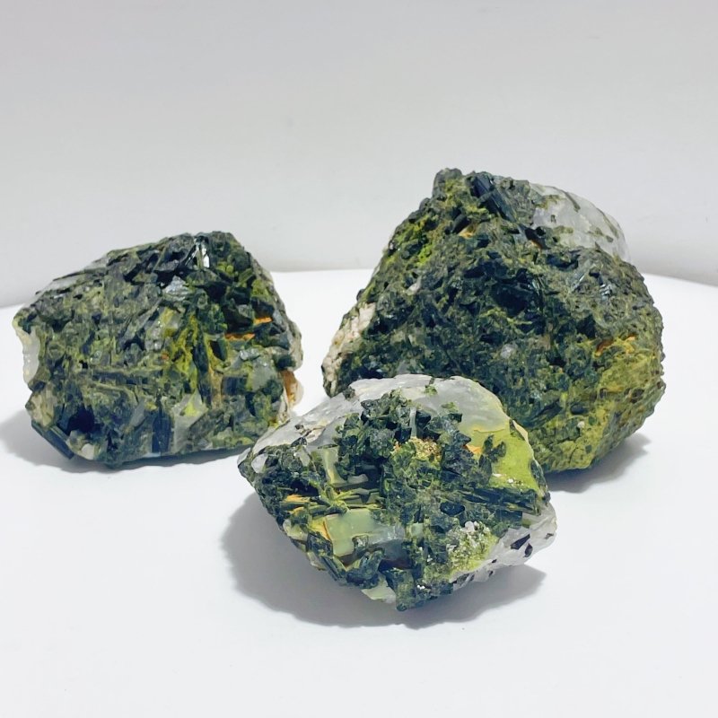 5 Pieces Large Raw Green Tourmaline In Quartz Specimen - Wholesale Crystals