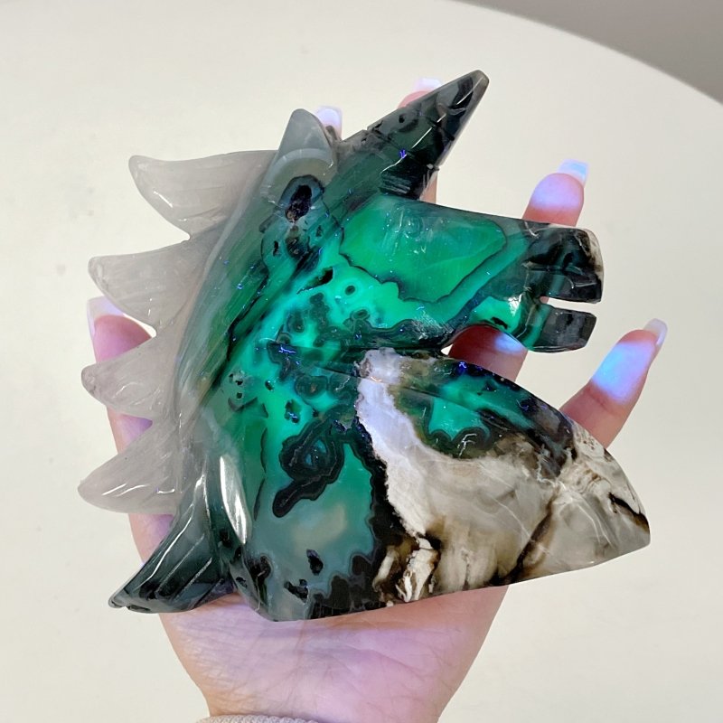 5 Pieces Large Volcanic Agate Unicorn Carving(UV - Reactive) - Wholesale Crystals