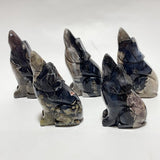 5 Pieces Large Volcanic Agate Wolf Carving(UV - Reactive) - Wholesale Crystals
