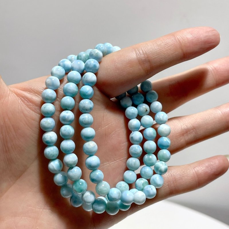 5 Pieces Larimar 6mm Bracelet Dominican Republic Larimar - Wholesale Crystals