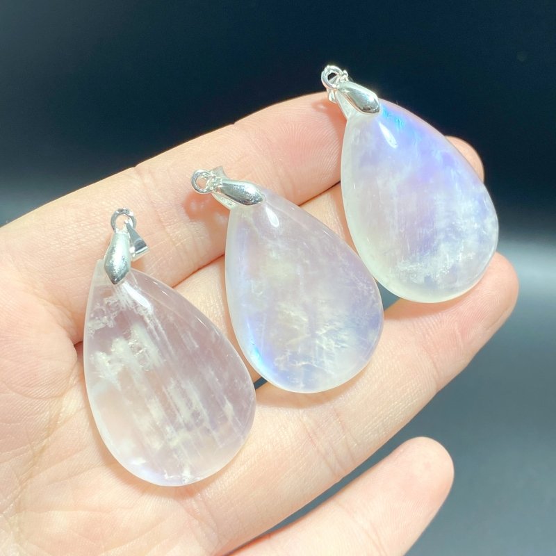 5 Pieces Moonstone Teardrop Shape DIY Pendants - Wholesale Crystals