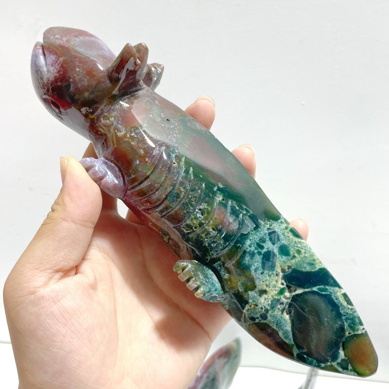 5 Pieces Ocean Jasper Chinese Giant Salamander Carving - Wholesale Crystals