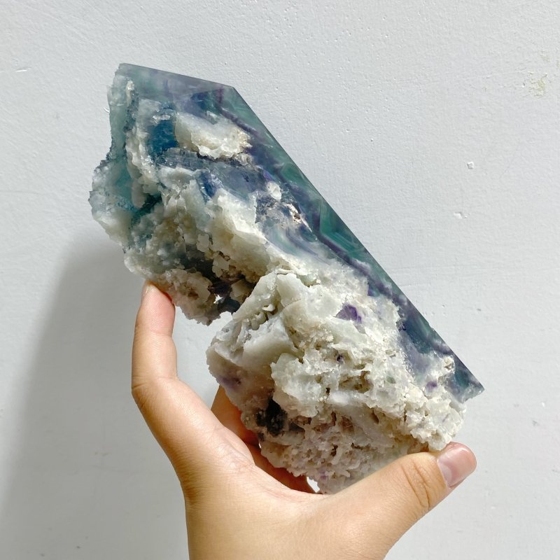 5 Pieces Rainbow Fluorite Raw Side Four-sided Tower Point -Wholesale Crystals