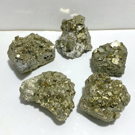 5 Pieces Raw Pyrite Mixed Calcite Specimen Mineral - Wholesale Crystals