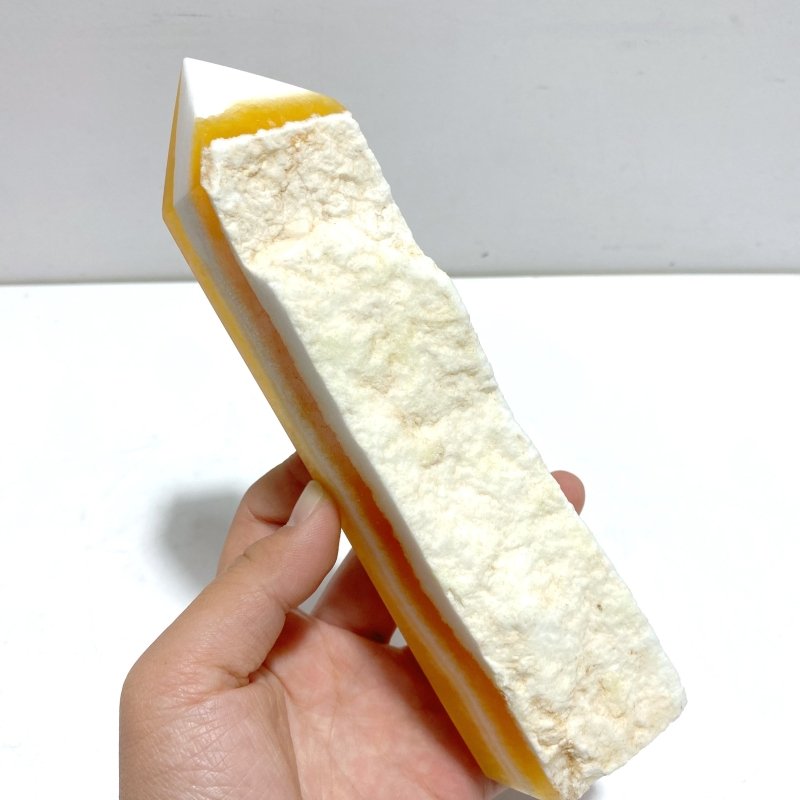 5 Pieces Yellow Calcite Points Raw Side - Wholesale Crystals