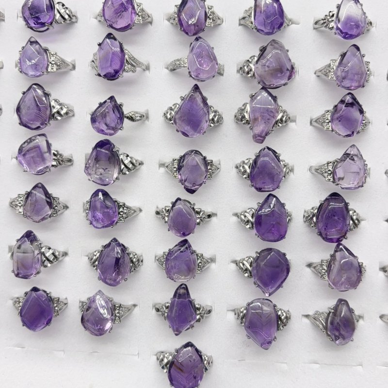 50 Pieces Freeform Amethyst Different Styles Ring -Wholesale Crystals