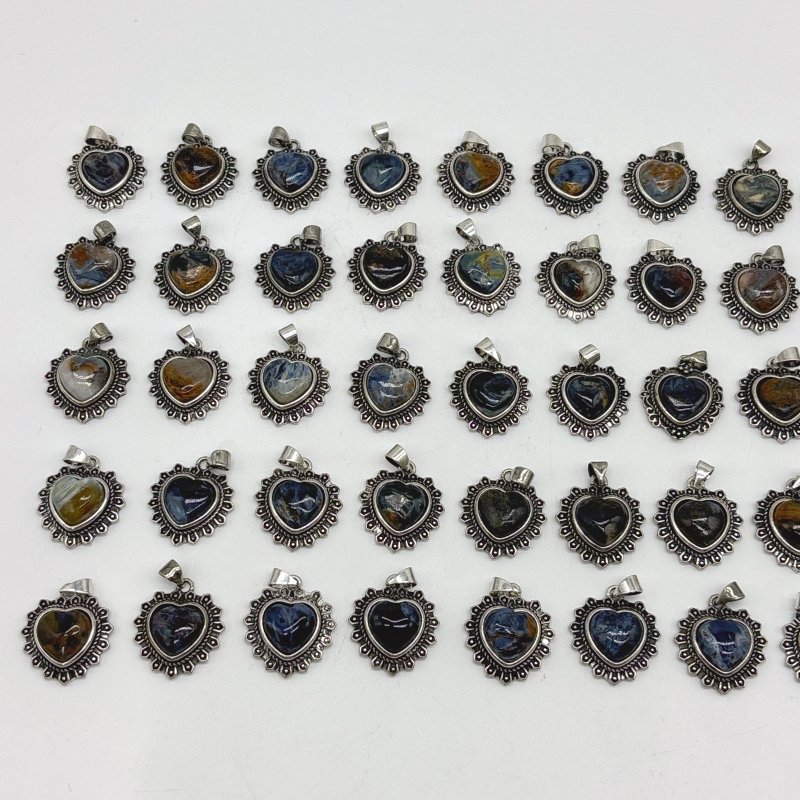 50 Pieces Pietersite Heart Pendant - Wholesale Crystals