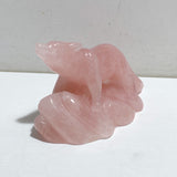 2 Pieces Rose Quartz Wolves Carving