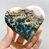 20 Pieces Large Geode Green & Pink Moss Agate Heart