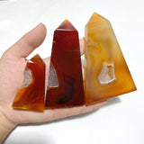 51 Pieces Carnelian Geode Druzy Four - sided Tower Points (Clearance) - Wholesale Crystals