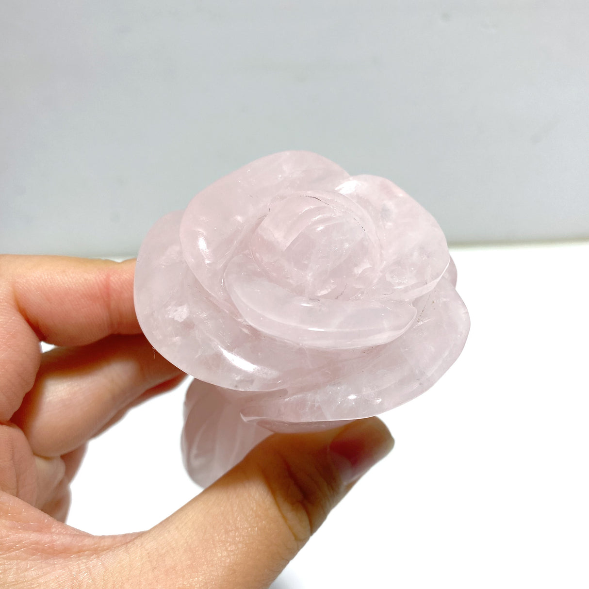 5 Pieces Rose Quartz Chevron Amethyst Flower Carving With Stand