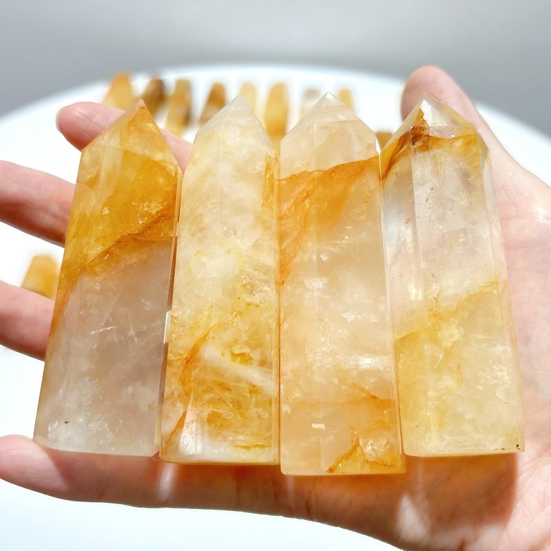 52 Pieces High Quality Fat Golden Hematiod Quartz Tower Points Fire Quartz - Wholesale Crystals