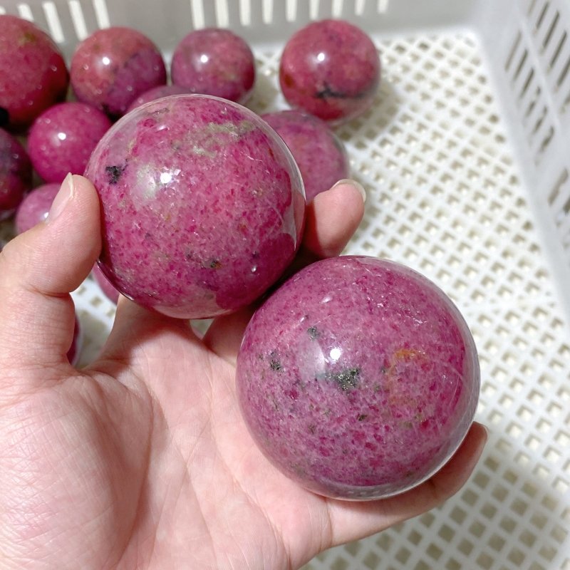 52 Pieces High Quality Rhodonite Spheres (Sea Freight Only) -Wholesale Crystals