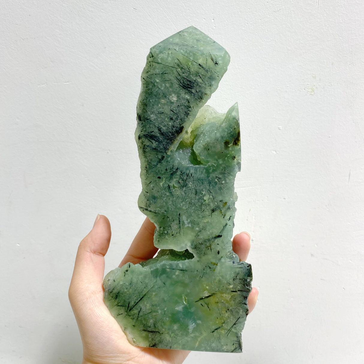 5 Pieces Large Natural Prehnite Tower Raw Side