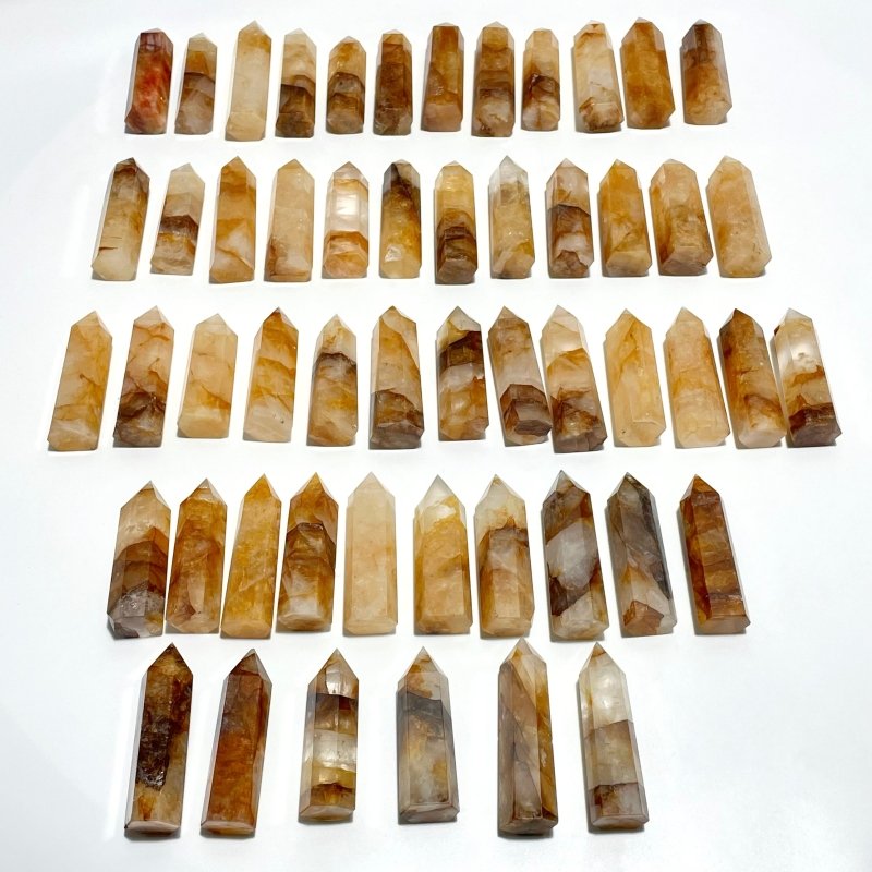 53 Pieces High Quality Fat Golden Hematiod Quartz Tower Points Fire Quartz - Wholesale Crystals