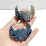 9 Pieces Trolleite Stone Heart Wing Carving Closeout
