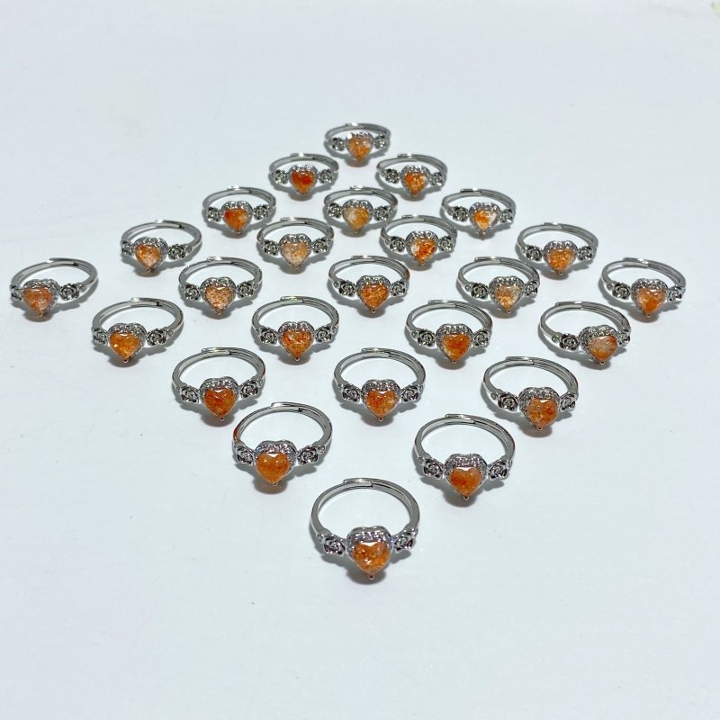 56 Pieces Beautiful Sunstone Heart Shape Ring 2 - Wholesale Crystals