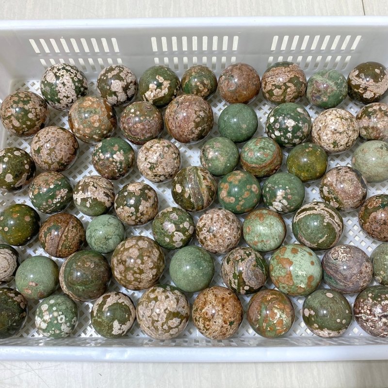 56 Pieces Rainforest Jasper Spheres (Sea Freight Only) -Wholesale Crystals