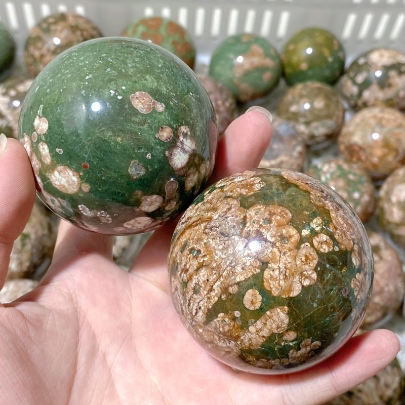 56 Pieces Rainforest Jasper Spheres (Sea Freight Only) -Wholesale Crystals