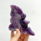 6 Pieces Deep Purple Lepidolite Butterfly Fairy Carving