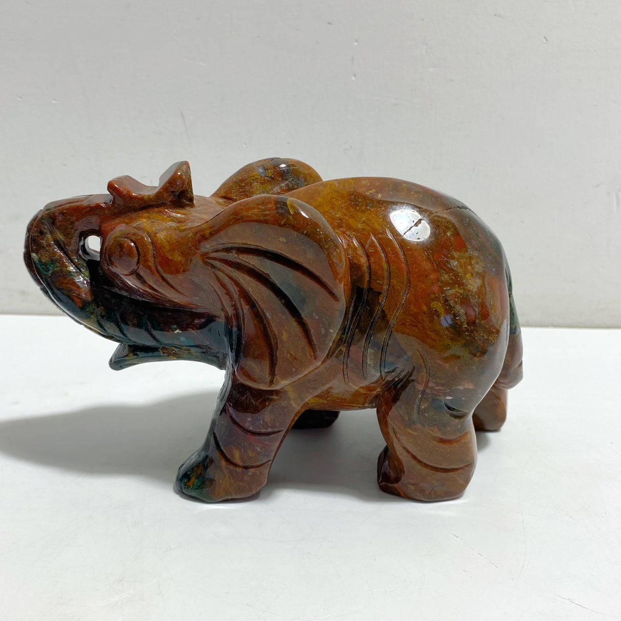 2 Pieces Large Ocean Jasper Elephant Crystal Carving