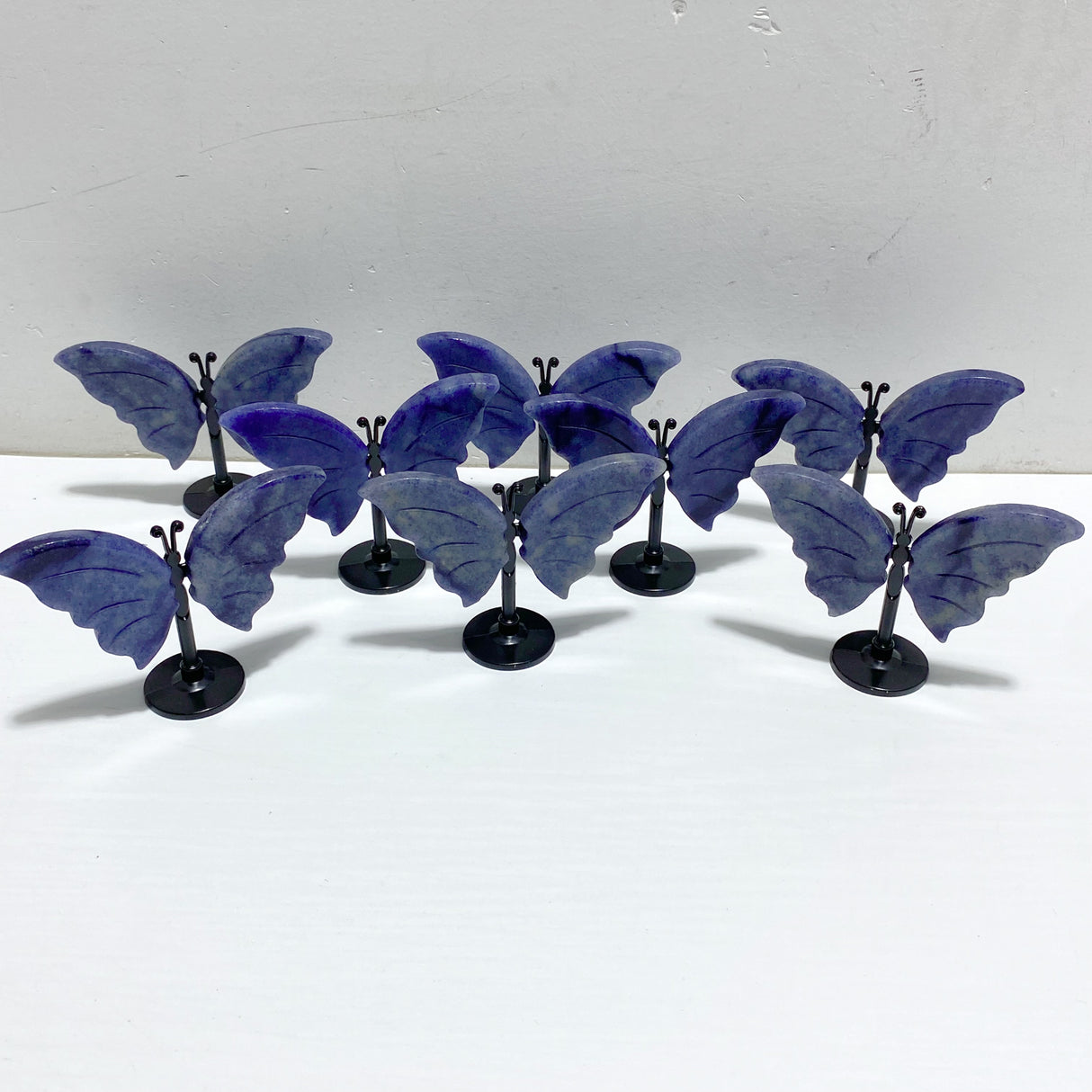 Small Blue Aventurine Butterfly Carving With Stand Wholesale