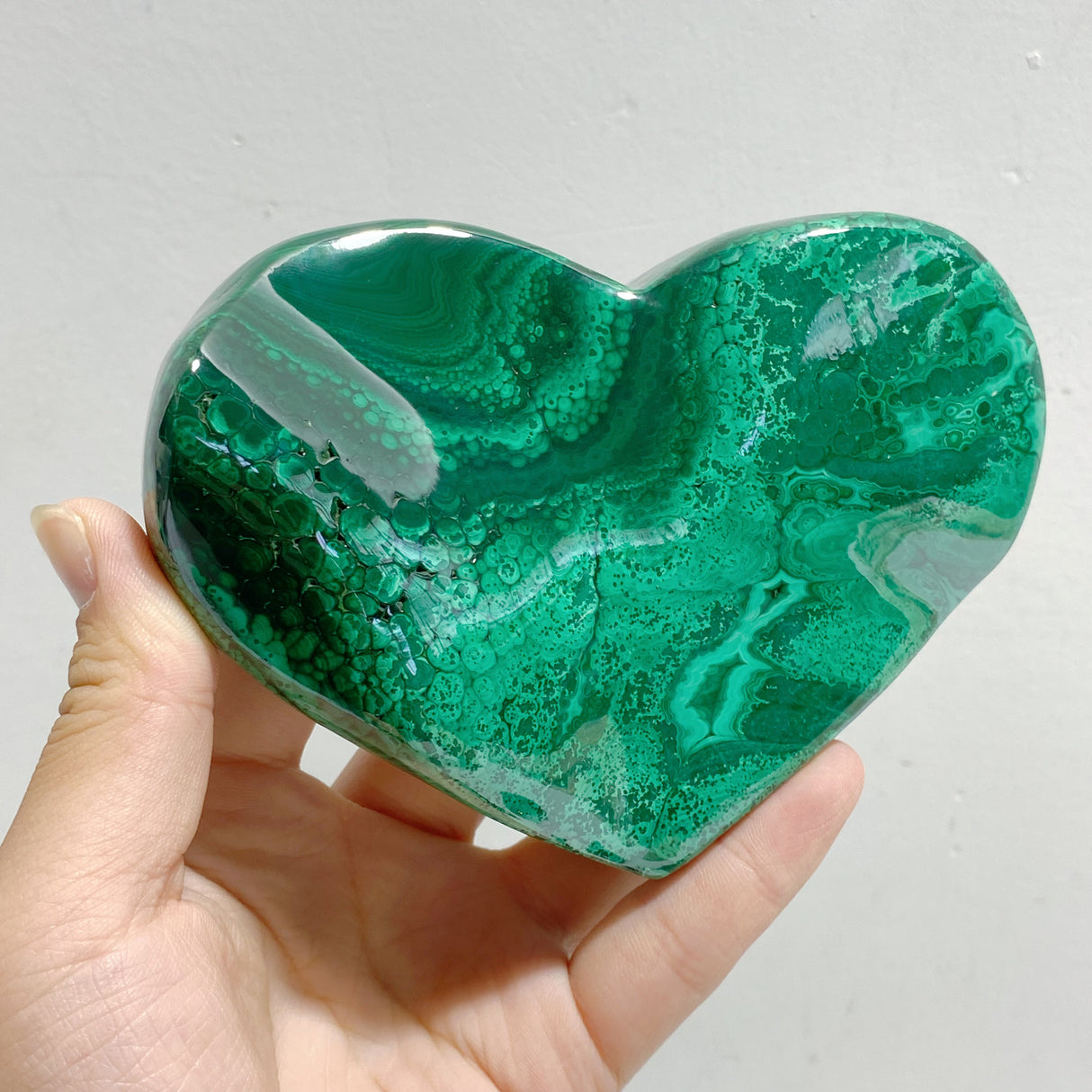 5 Pieces Large Malachite Heart Raw Bottom