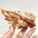 Unique Red Fire Quartz Heart Wing Carving With Stand