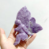 6 Pieces Deep Purple Lepidolite Butterfly Fairy Carving