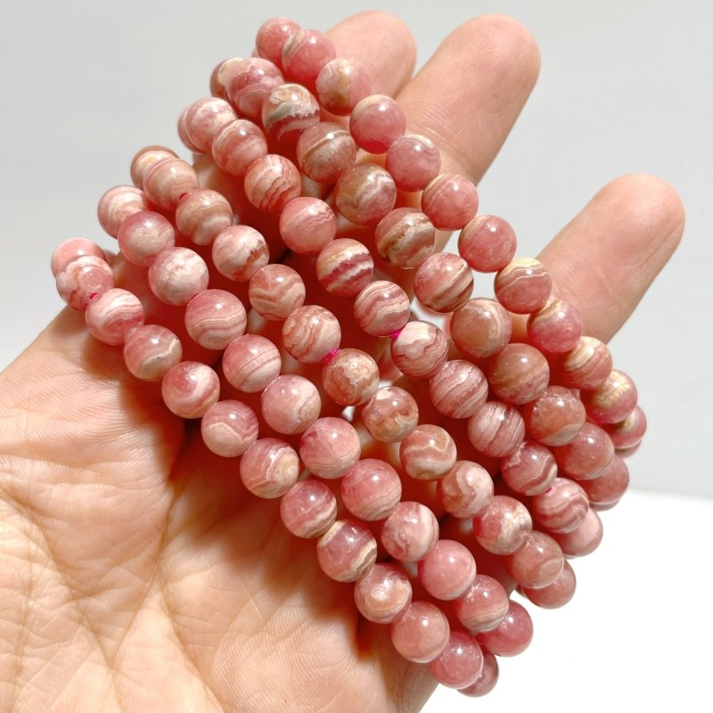 6 Pieces 7mm Rhodochrosite Bracelets - Wholesale Crystals
