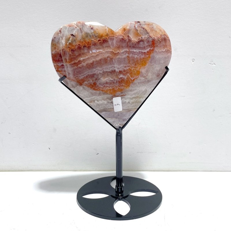 6 Pieces Amethyst Mixed Agate Heart With Stand - Wholesale Crystals
