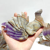 6 Pieces Amethyst Mixed Agate Nine - tailed Fox Carving - Wholesale Crystals