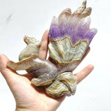 6 Pieces Amethyst Mixed Agate Nine - tailed Fox Carving - Wholesale Crystals