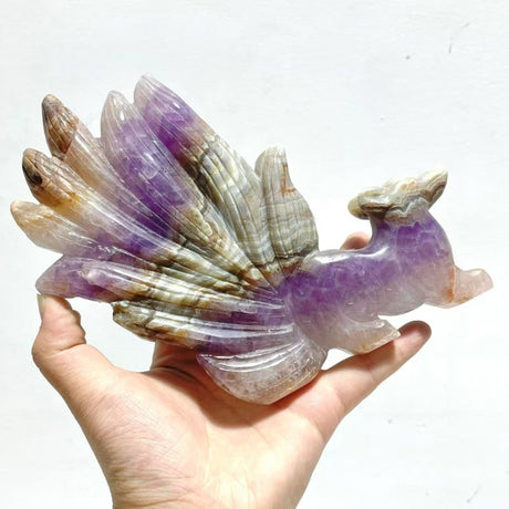6 Pieces Amethyst Mixed Agate Nine - tailed Fox Carving - Wholesale Crystals