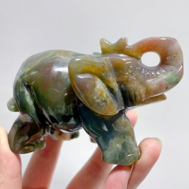 6 Pieces Beautiful Ocean Jasper Elephant Carving - Wholesale Crystals