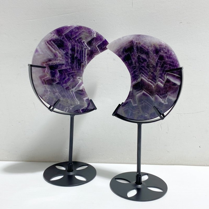 6 Pieces Chevron Amethyst Moon With Stand -Wholesale Crystals