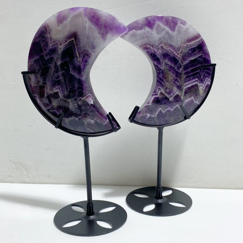 6 Pieces Chevron Amethyst Moon With Stand -Wholesale Crystals