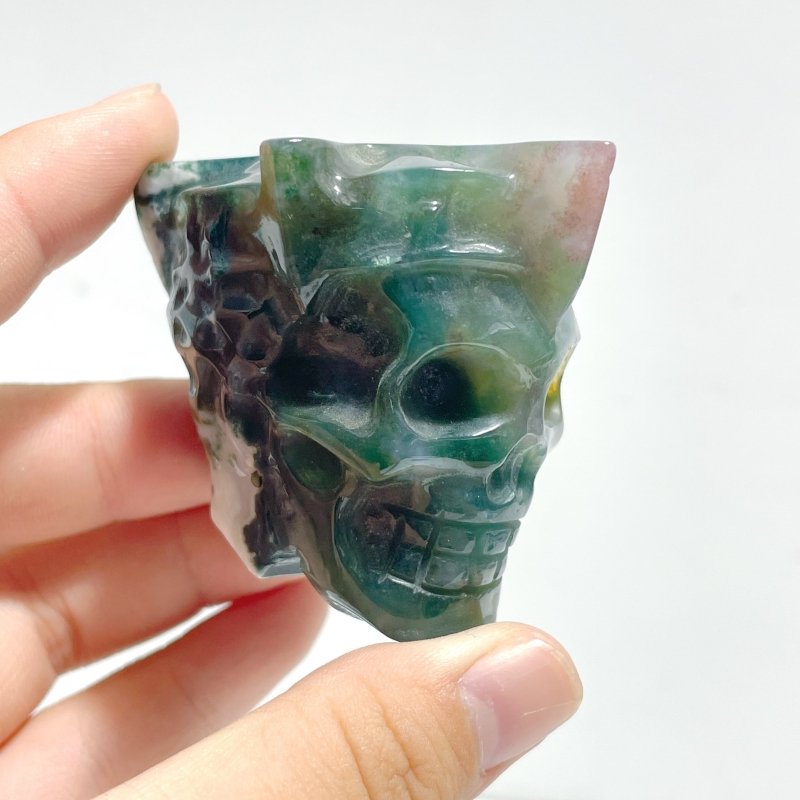 6 Pieces Colorful Ocean Jasper King Skull Carving - Wholesale Crystals