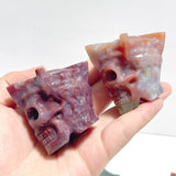 6 Pieces Colorful Ocean Jasper King Skull Carving - Wholesale Crystals