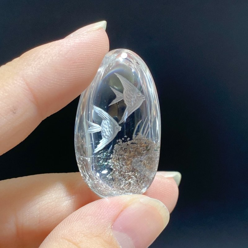 6 Pieces Fish Garden Quartz Inner Scene Carving -Wholesale Crystals