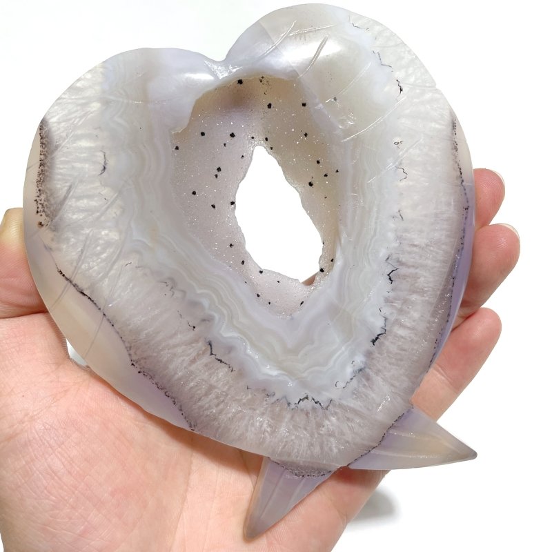 6 Pieces Geode Druzy Agate Fish Carving With Stand - Wholesale Crystals