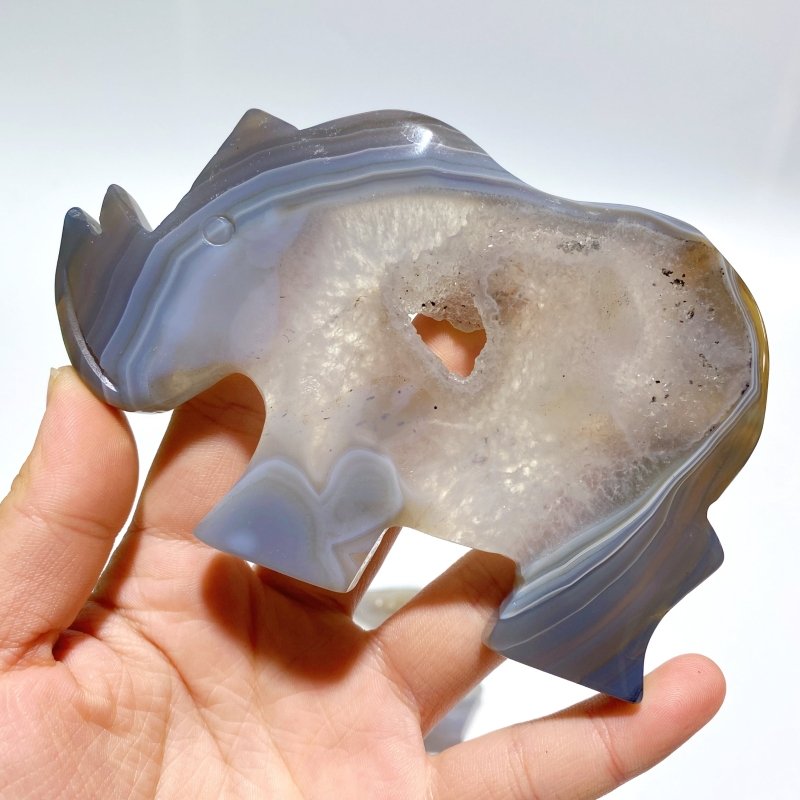 6 Pieces Geode Druzy Agate Rhino Carving - Wholesale Crystals