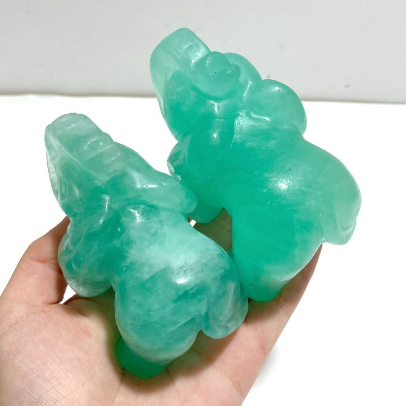 6 Pieces Green Fluorite Elephant Carving - Wholesale Crystals