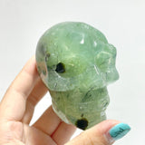 6 Pieces Green Prehnite Geode Skull Carving - Wholesale Crystals
