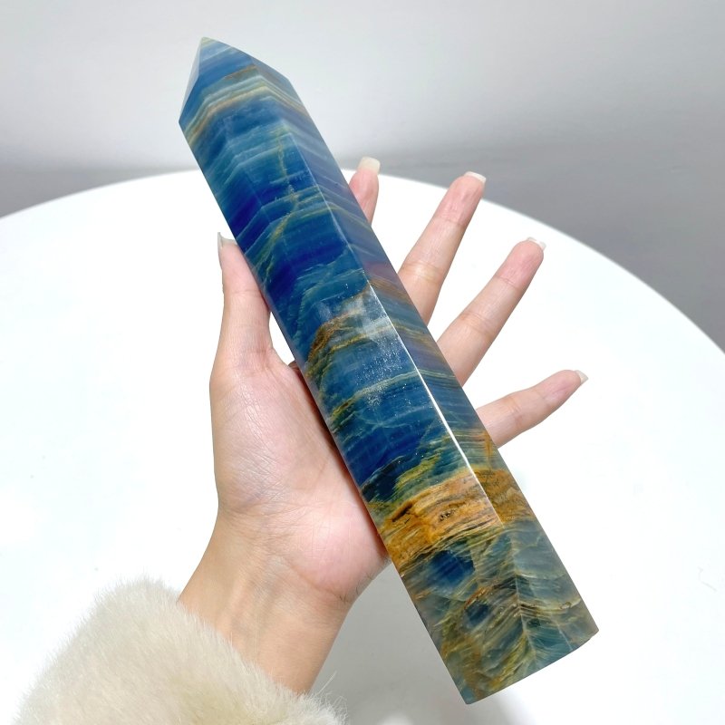 6 Pieces High Quality 10in Deep Blue Onyx Tower - Wholesale Crystals