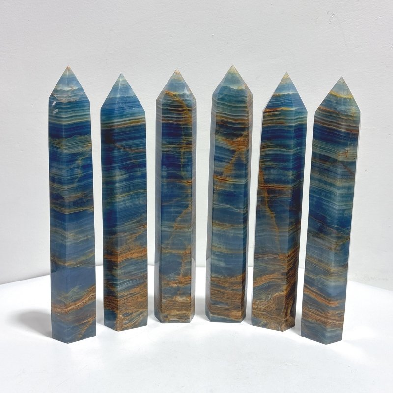 6 Pieces High Quality Deep Blue Onyx Tower - Wholesale Crystals