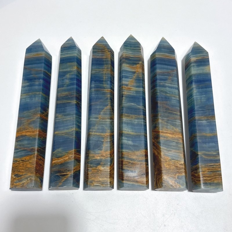 6 Pieces High Quality Deep Blue Onyx Tower - Wholesale Crystals