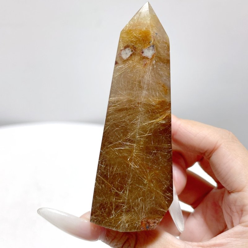 6 Pieces High Quality Gold Rutilated Quartz Points - Wholesale Crystals